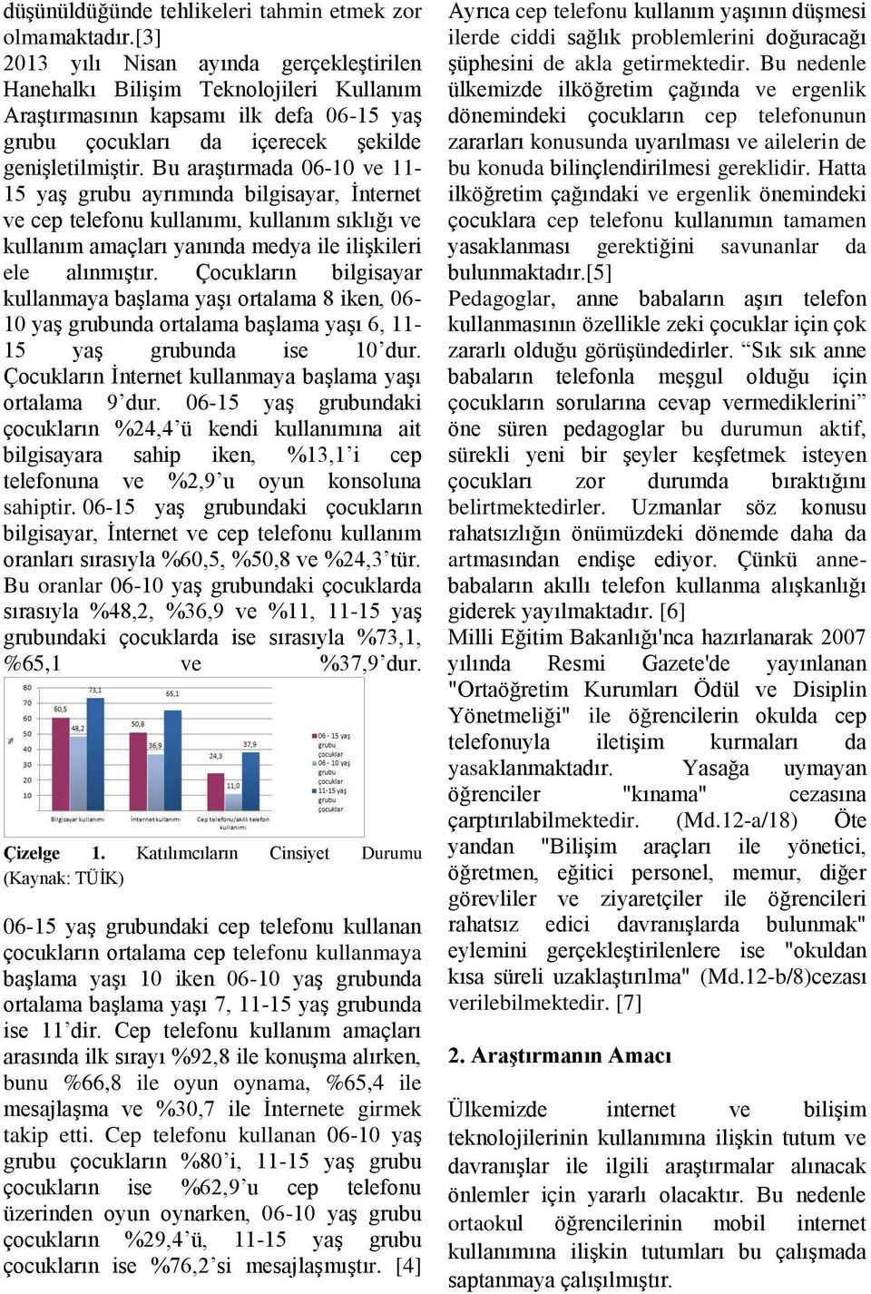 Bu araştırmada 0- ve - 1 yaş grubu ayrımında bilgisayar, İnternet ve cep telefonu kullanımı, kullanım sıklığı ve kullanım amaçları yanında medya ile ilişkileri ele alınmıştır.