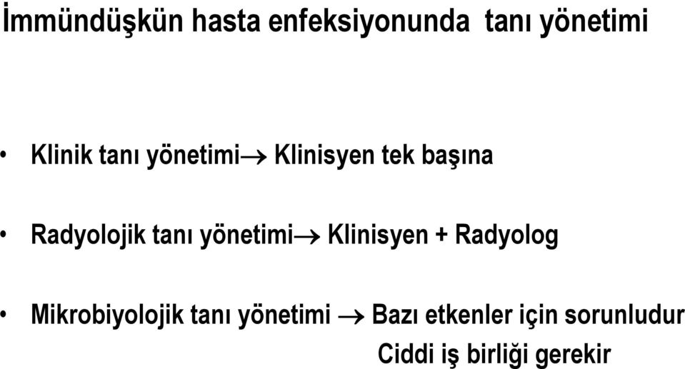 yönetimi Klinisyen + Radyolog Mikrobiyolojik tanı