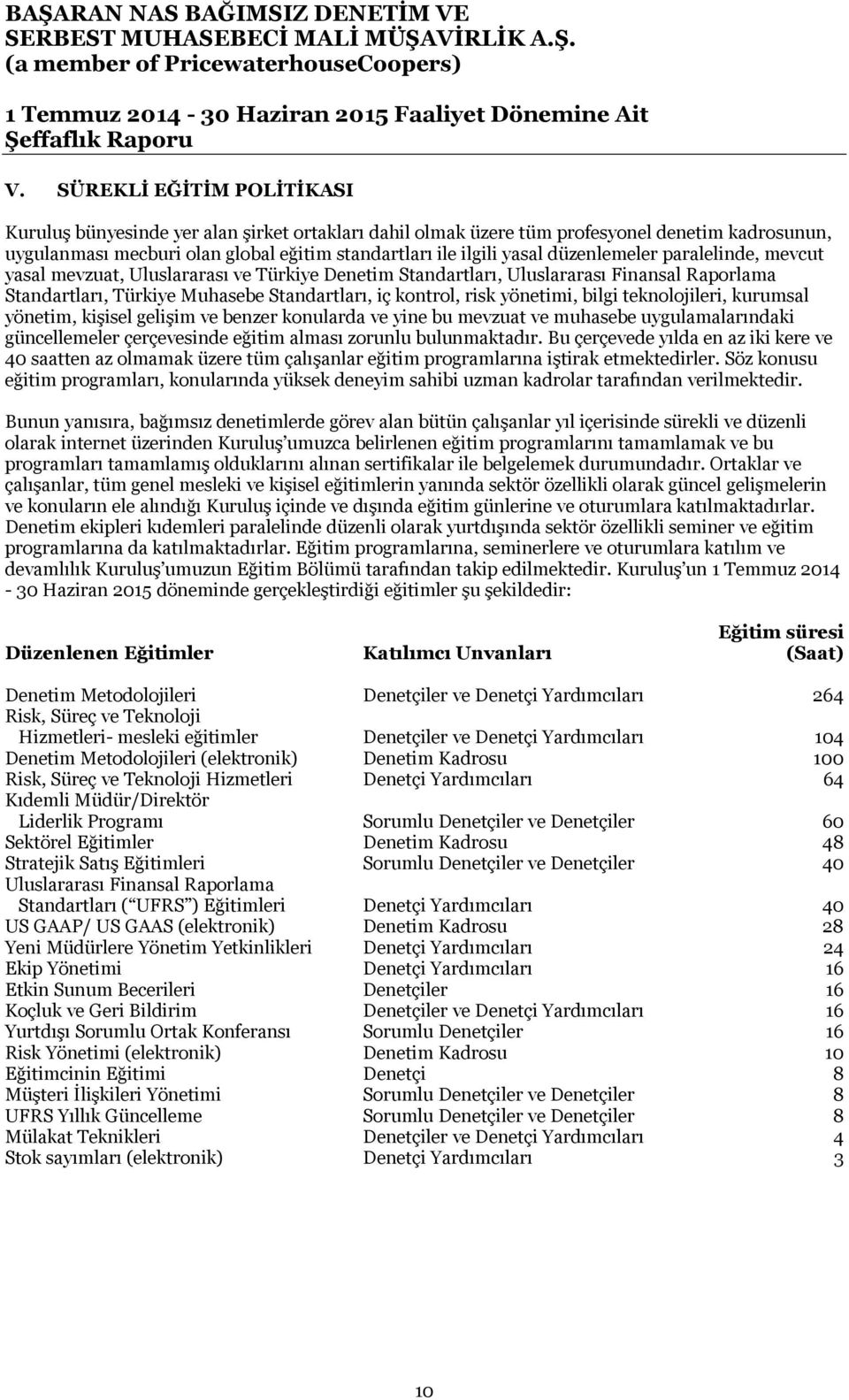 bilgi teknolojileri, kurumsal yönetim, kişisel gelişim ve benzer konularda ve yine bu mevzuat ve muhasebe uygulamalarındaki güncellemeler çerçevesinde eğitim alması zorunlu bulunmaktadır.