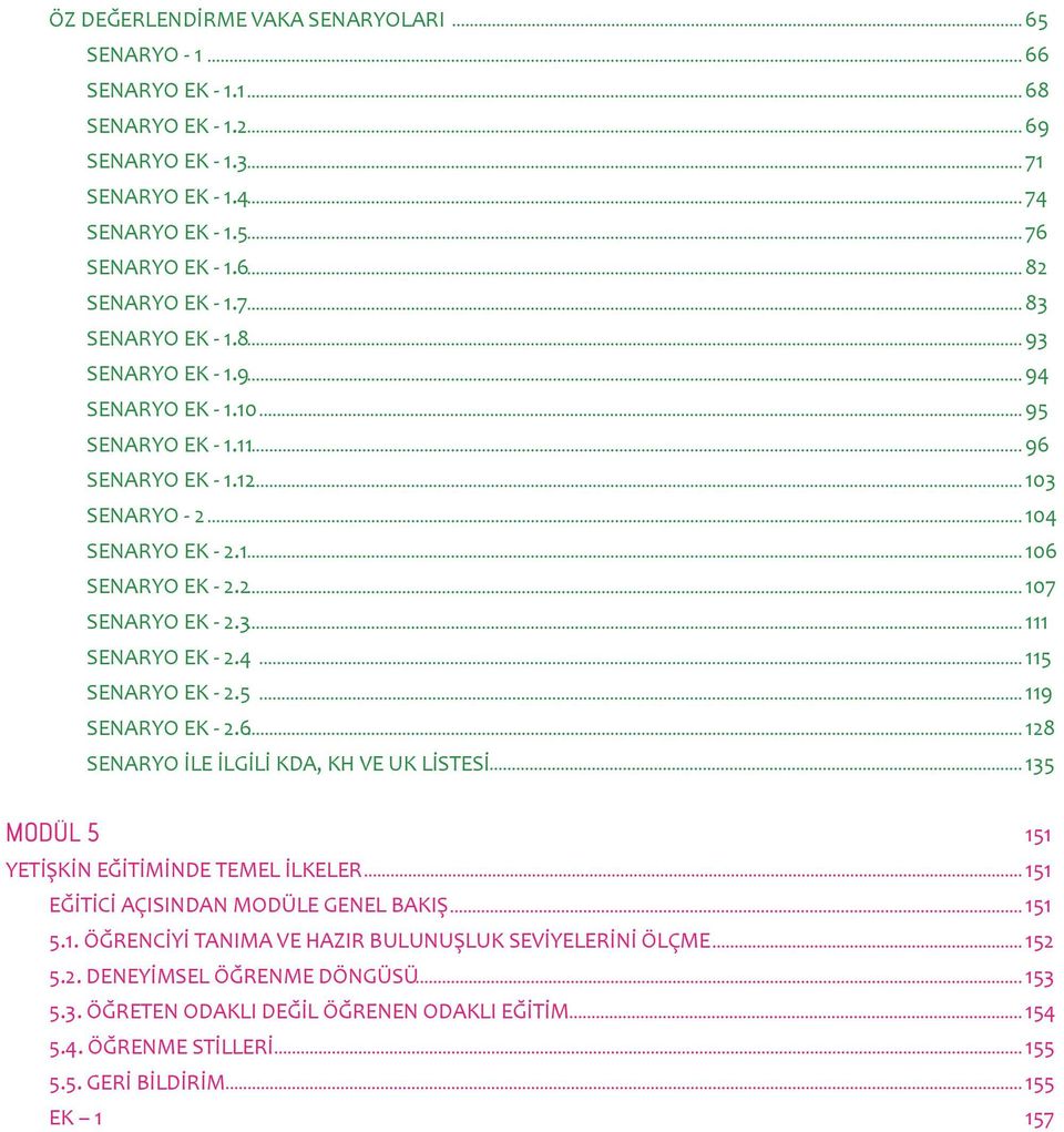 6 SENARYO İLE İLGİLİ KDA, KH VE UK LİSTESİ 65 66 68 69 71 74 76 82 83 93 94 95 96 13 14 16 17 111 115 119 128 135 MODÜL 5 YETİŞKİN EĞİTİMİNDE TEMEL İLKELER EĞİTİCİ AÇISINDAN MODÜLE GENEL BAKIŞ 5.