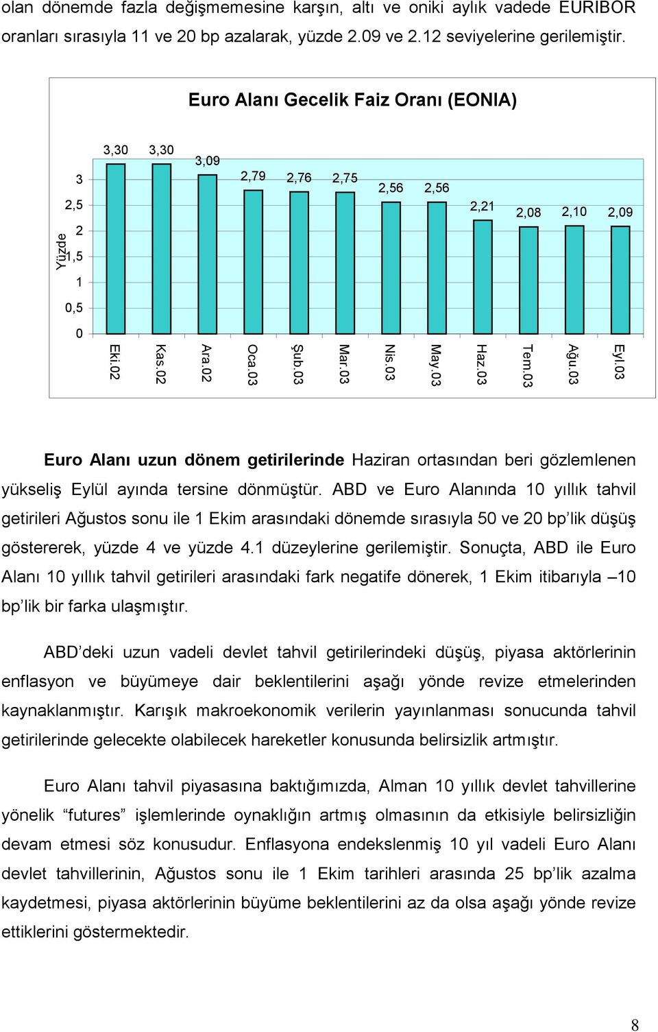 02 Eki.02 Euro Alanı uzun dönem getirilerinde Haziran ortasından beri gözlemlenen yükseliş Eylül ayında tersine dönmüştür.