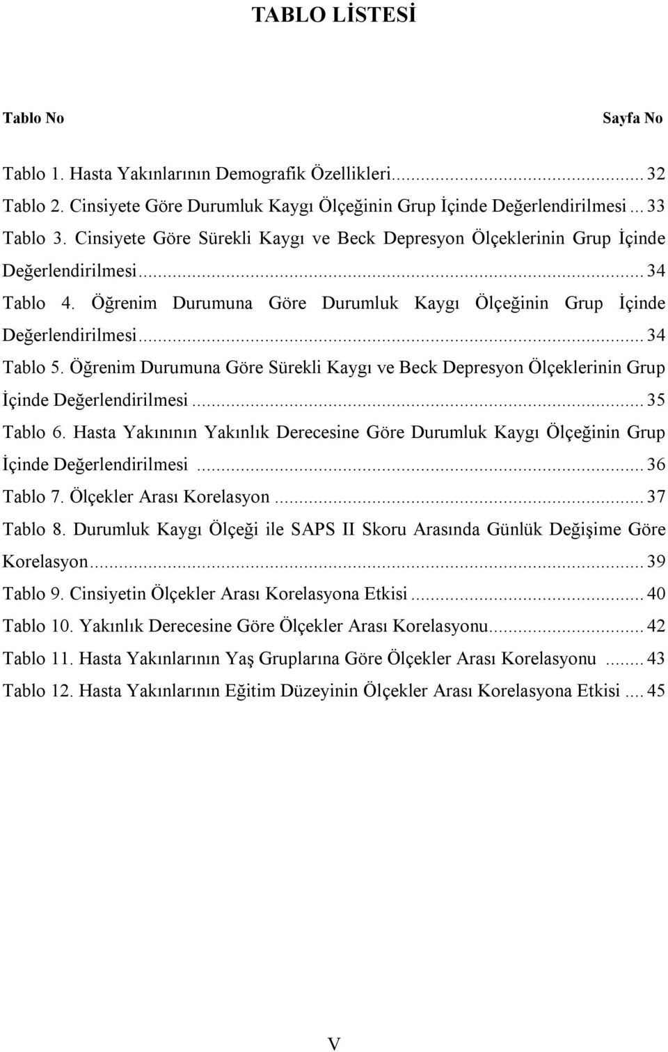 Öğrenim Durumuna Göre Sürekli Kaygı ve Beck Depresyon Ölçeklerinin Grup İçinde Değerlendirilmesi... 35 Tablo 6.