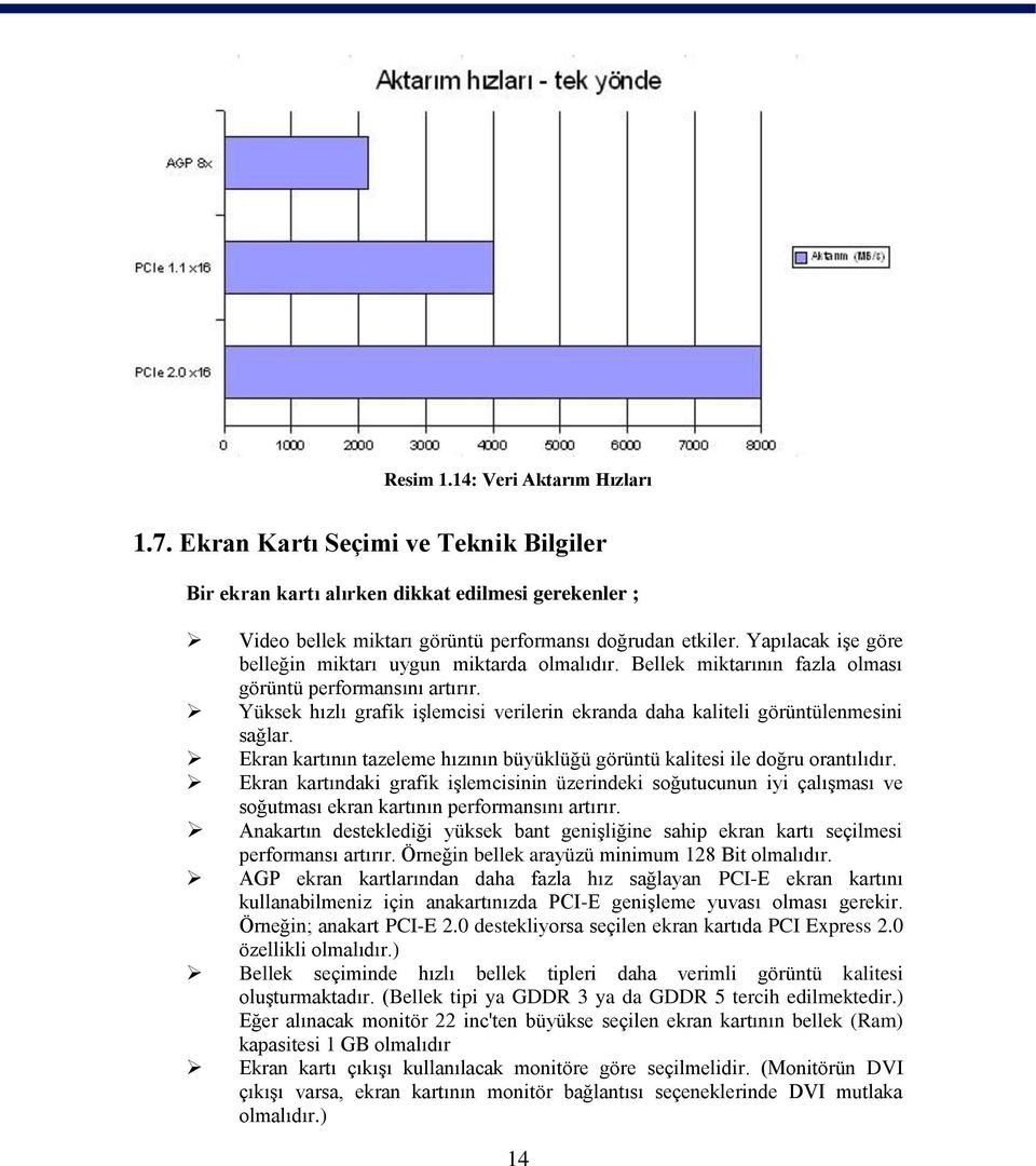 Yüksek hızlı grafik işlemcisi verilerin ekranda daha kaliteli görüntülenmesini sağlar. Ekran kartının tazeleme hızının büyüklüğü görüntü kalitesi ile doğru orantılıdır.