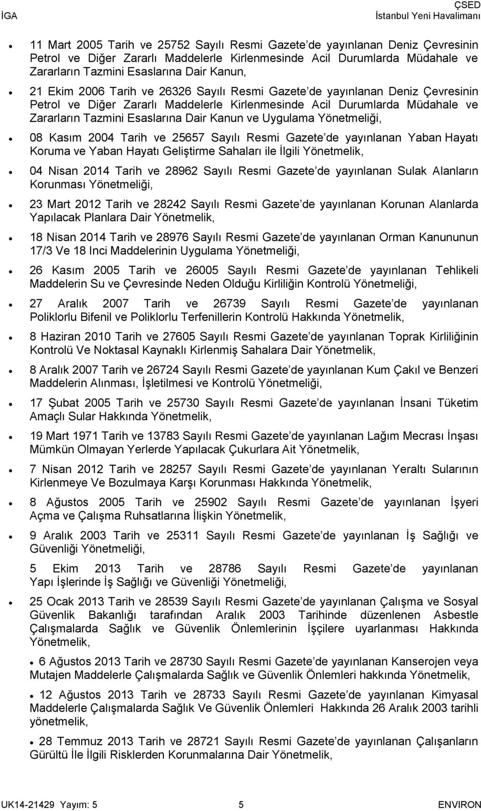 Uygulama Yönetmeliği, 08 Kasım 2004 Tarih ve 25657 Sayılı Resmi Gazete de yayınlanan Yaban Hayatı Koruma ve Yaban Hayatı Geliştirme Sahaları ile İlgili Yönetmelik, 04 Nisan 2014 Tarih ve 28962 Sayılı