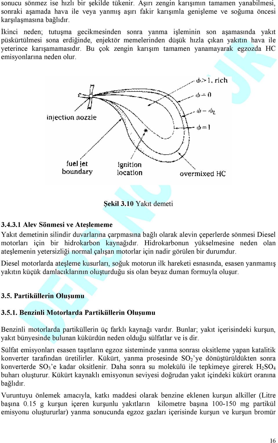 Bu çok zengin karışım tamamen yanamayarak egzozda HC emisyonlarına neden olur. Şekil 3.