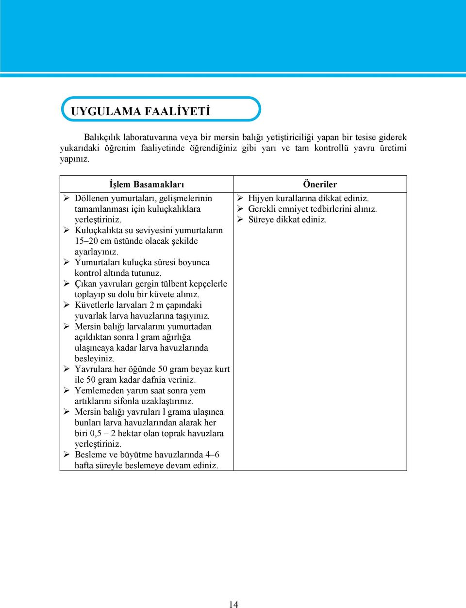 Kuluçkalıkta su seviyesini yumurtaların 15 20 cm üstünde olacak şekilde ayarlayınız. Yumurtaları kuluçka süresi boyunca kontrol altında tutunuz.