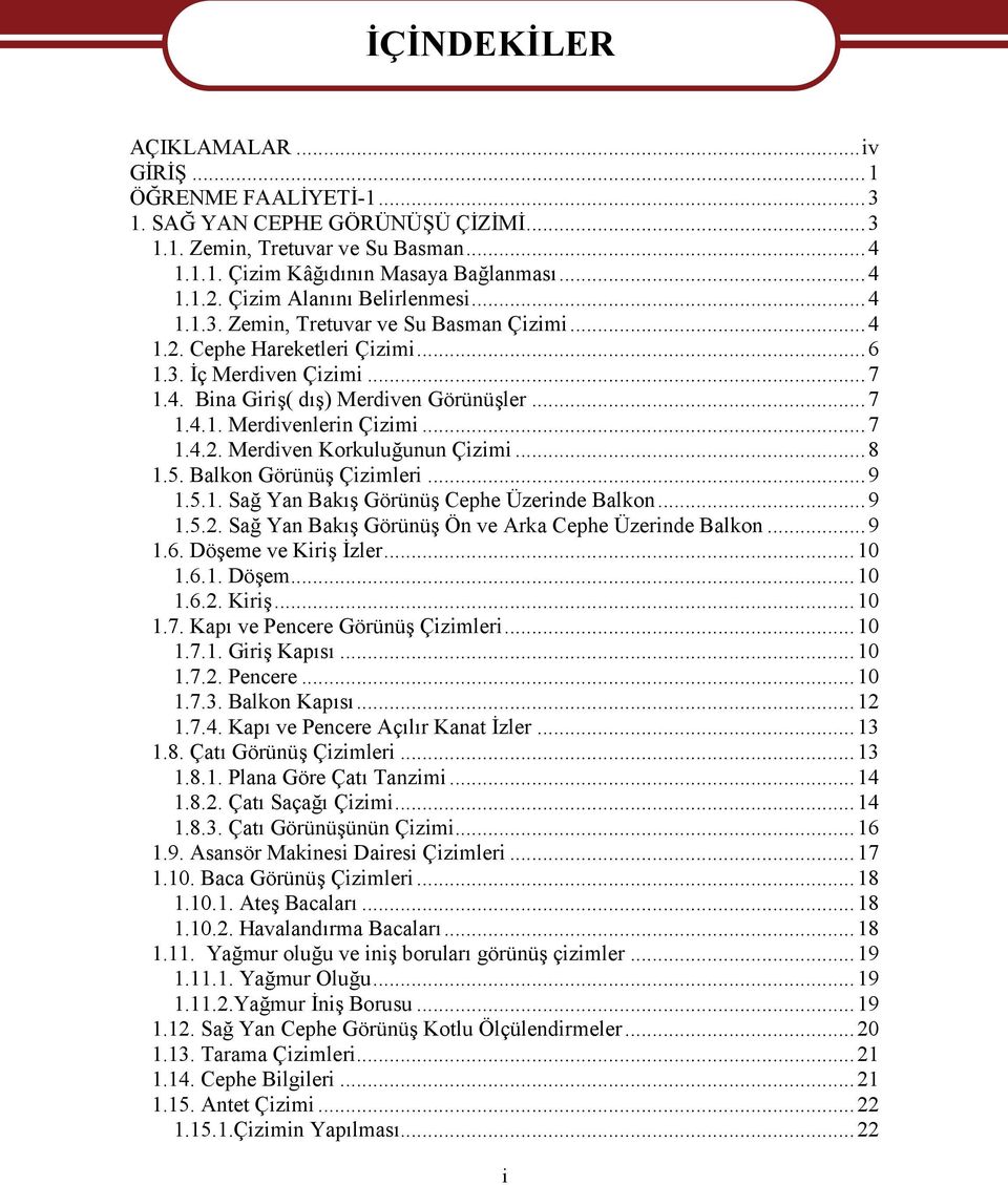 ..7 1.4.2. Merdiven Korkuluğunun Çizimi...8 1.5. Balkon Görünüş Çizimleri...9 1.5.1. Sağ Yan Bakış Görünüş Cephe Üzerinde Balkon...9 1.5.2. Sağ Yan Bakış Görünüş Ön ve Arka Cephe Üzerinde Balkon...9 1.6.