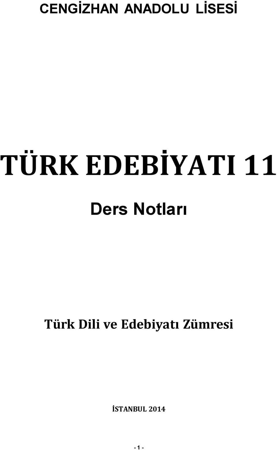 Notları Türk Dili ve