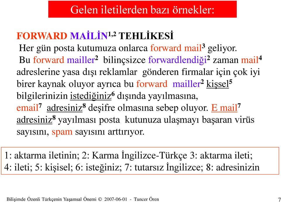 kişsel 5 bilgilerinizin istediğiniz 6 dışında yayılmasına, email 7 adresiniz 8 deşifre olmasına sebep oluyor.