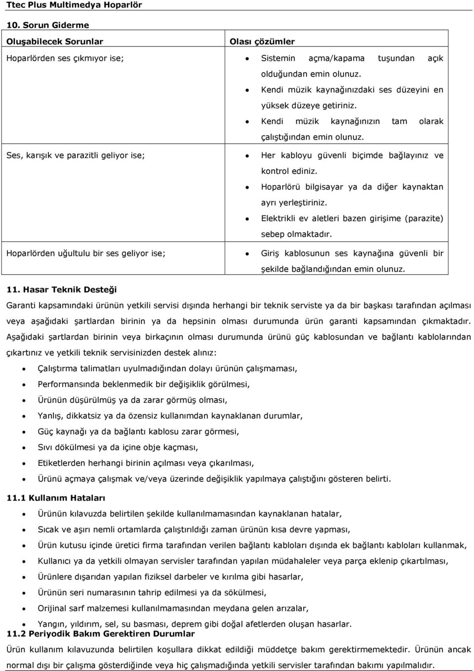 Ses, karışık ve parazitli geliyor ise; Her kabloyu güvenli biçimde bağlayınız ve kontrol ediniz. Hoparlörü bilgisayar ya da diğer kaynaktan ayrı yerleştiriniz.