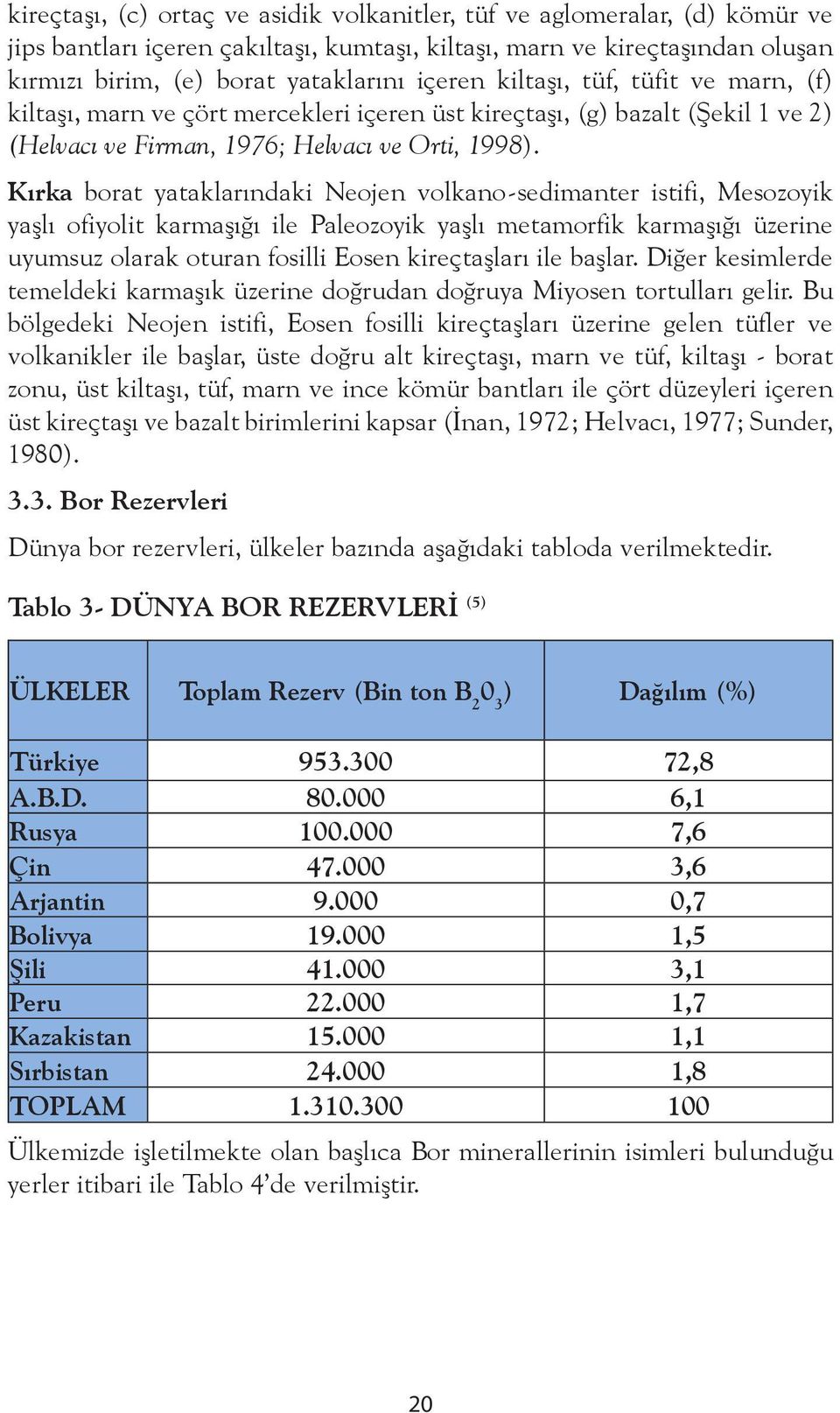 Kırka borat yataklarındaki Neojen volkano-sedimanter istifi, Mesozoyik yaşlı ofiyolit karmaşığı ile Paleozoyik yaşlı metamorfik karmaşığı üzerine uyumsuz olarak oturan fosilli Eosen kireçtaşları ile