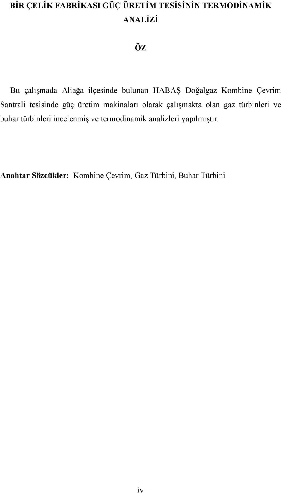 makinaları olarak çalışmakta olan gaz türbinleri ve buhar türbinleri incelenmiş ve