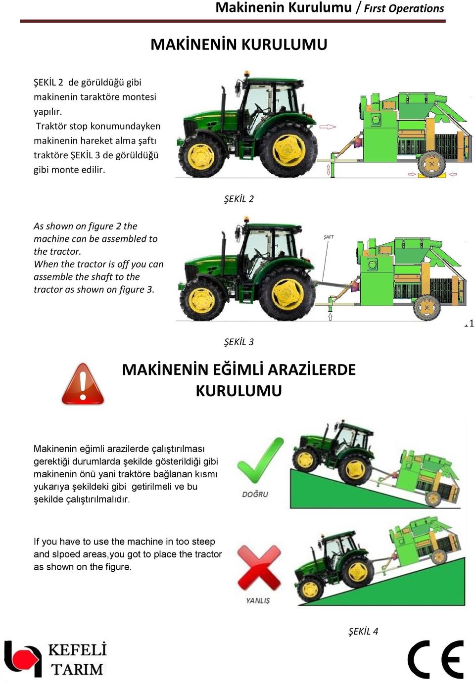 When the tractor is off you can assemble the shaft to the tractor as shown on figure 3.