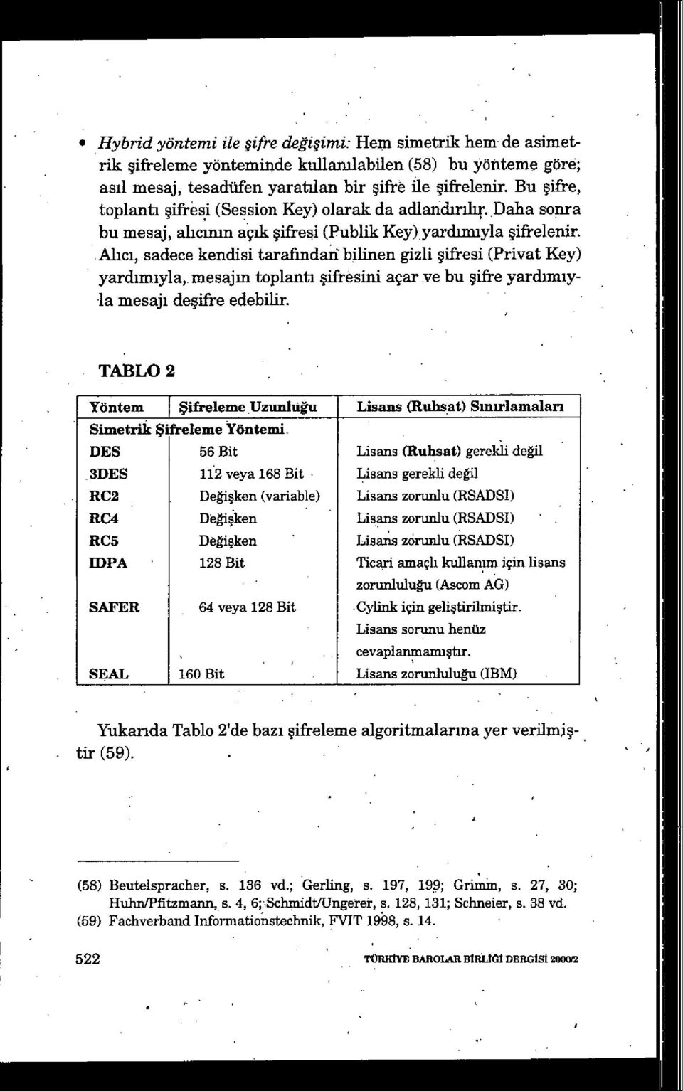 Alıcı, sadece kendisi tarafındaif bilinen gizli şifresi (Privat Key) yardımıyla, mesajm toplantı şifrösini açar ve bu şifte yardimıyla mesaj ı deşifre edebilir.