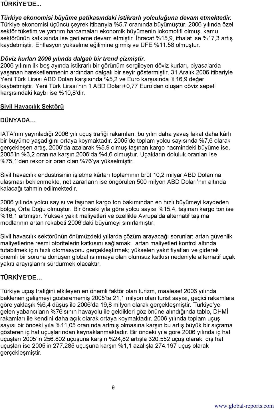 İhracat %15,9, ithalat ise %17,3 artış kaydetmiştir. Enflasyon yükselme eğilimine girmiş ve ÜFE %11.58 olmuştur. Döviz kurları 2006 yılında dalgalı bir trend çizmiştir.