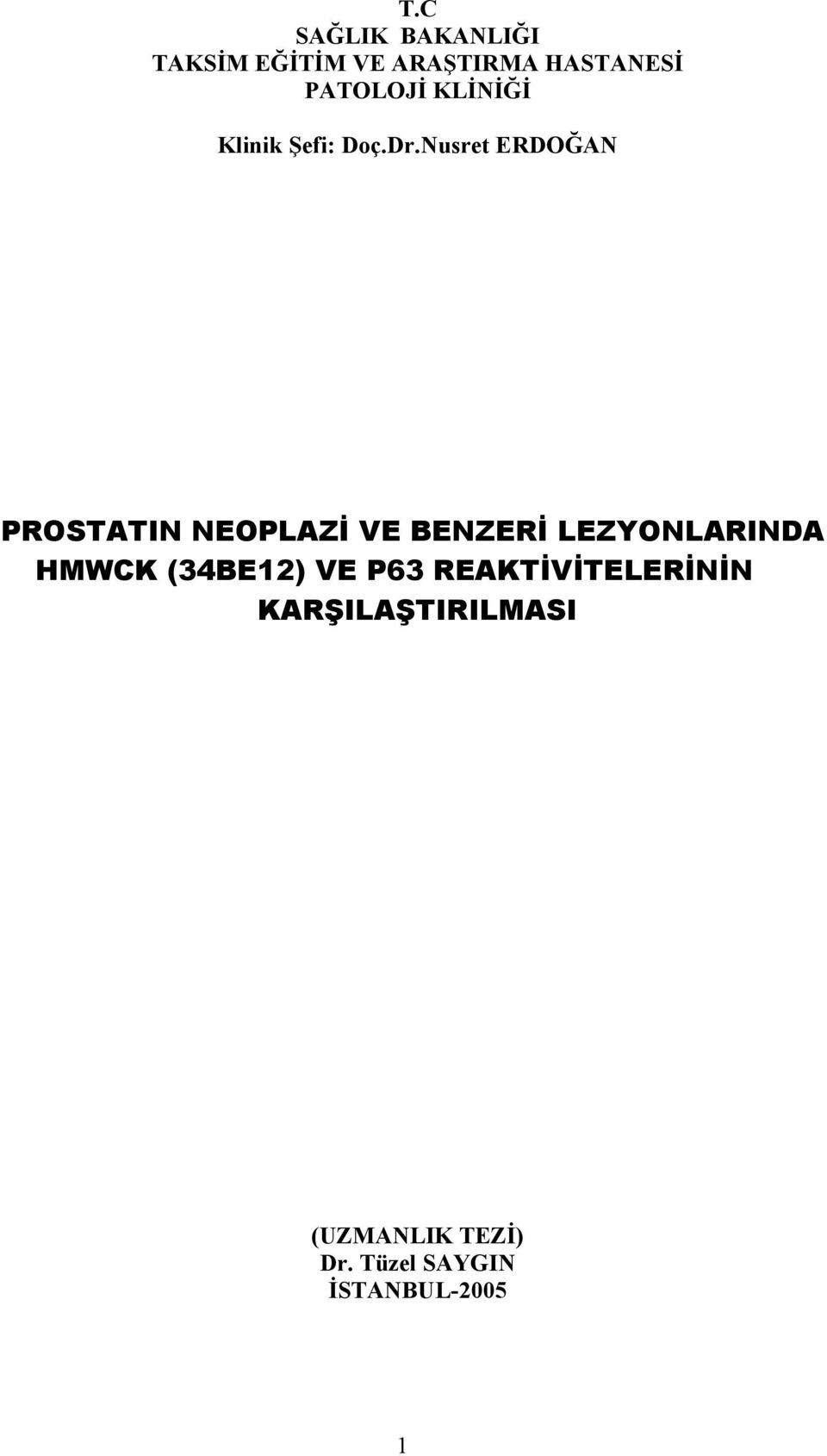 Nusret ERDOĞAN PROSTATIN NEOPLAZİ VE BENZERİ LEZYONLARINDA