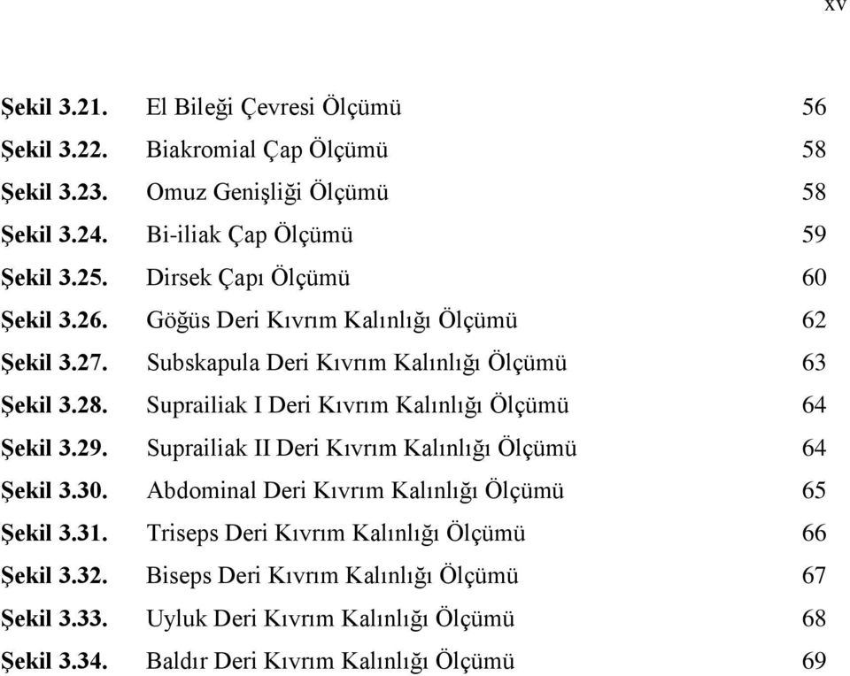 Suprailiak I Deri Kıvrım Kalınlığı Ölçümü 64 Şekil 3.29. Suprailiak II Deri Kıvrım Kalınlığı Ölçümü 64 Şekil 3.30. Abdominal Deri Kıvrım Kalınlığı Ölçümü 65 Şekil 3.