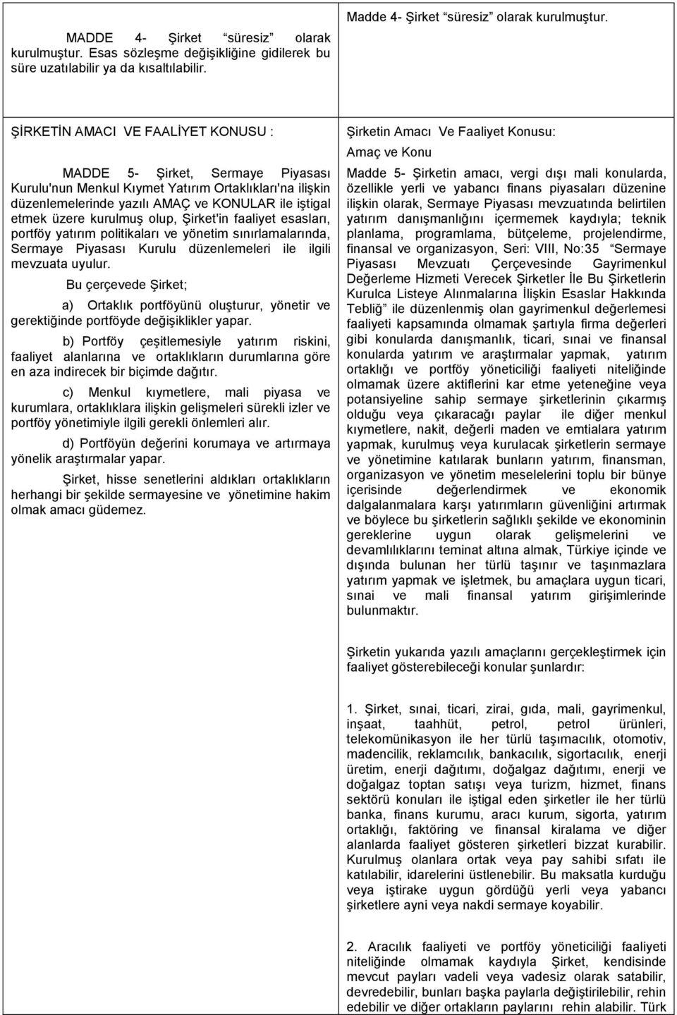 olup, ġirket'in faaliyet esasları, portföy yatırım politikaları ve yönetim sınırlamalarında, Sermaye Piyasası Kurulu düzenlemeleri ile ilgili mevzuata uyulur.