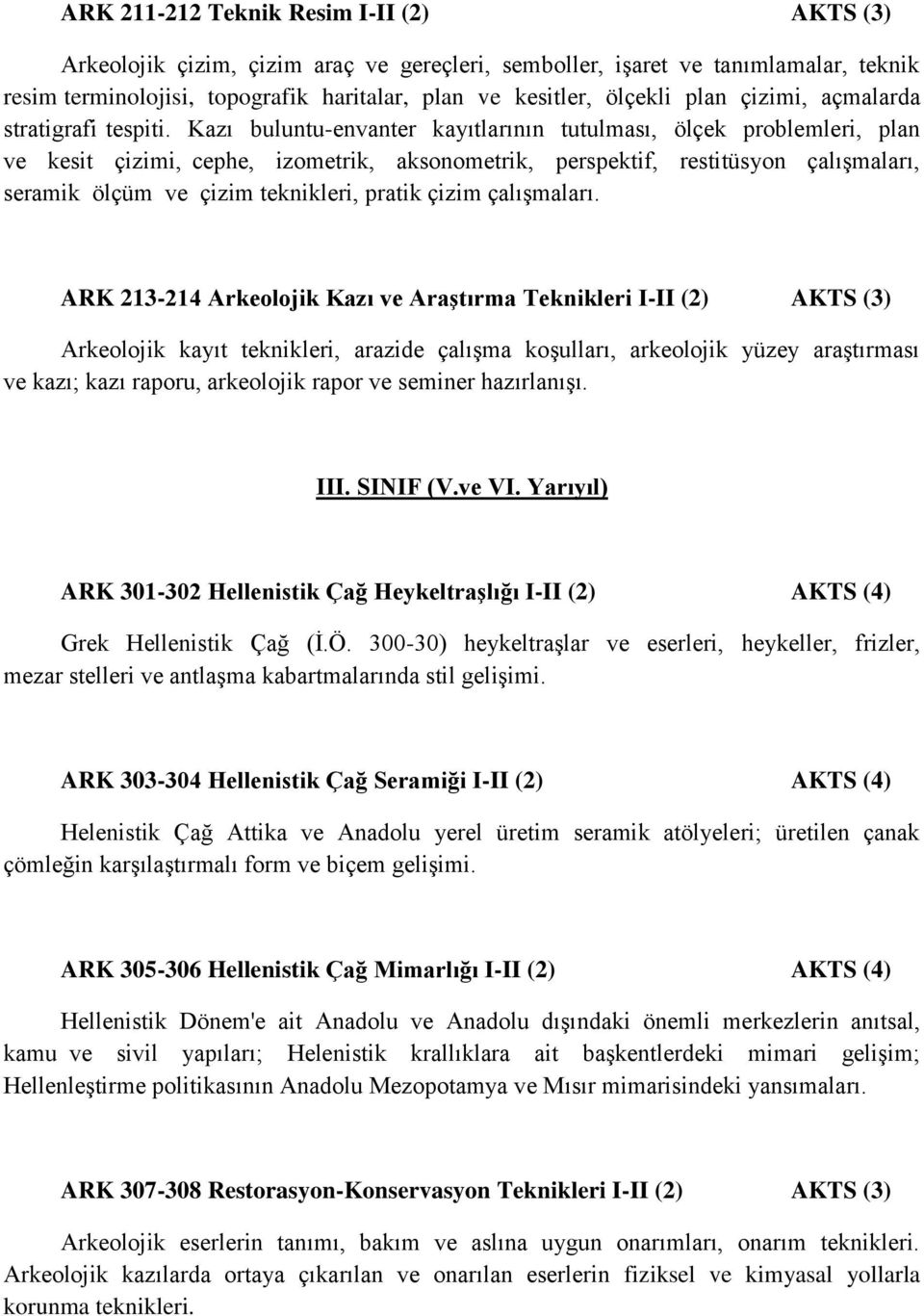 Kazı buluntu-envanter kayıtlarının tutulması, ölçek problemleri, plan ve kesit çizimi, cephe, izometrik, aksonometrik, perspektif, restitüsyon çalışmaları, seramik ölçüm ve çizim teknikleri, pratik