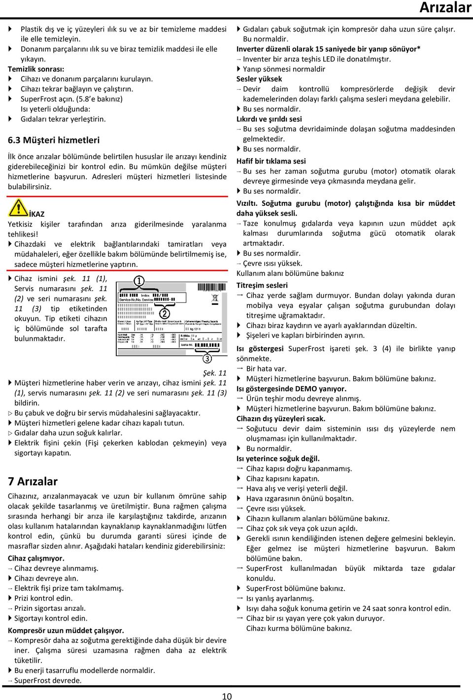 Müşteri hizmetleri İlk önce arızalar bölümünde belirtilen hususlar ile arızayı kendiniz giderebileceğinizi bir kontrol edin. Bu mümkün değilse müşteri hizmetlerine başvurun.