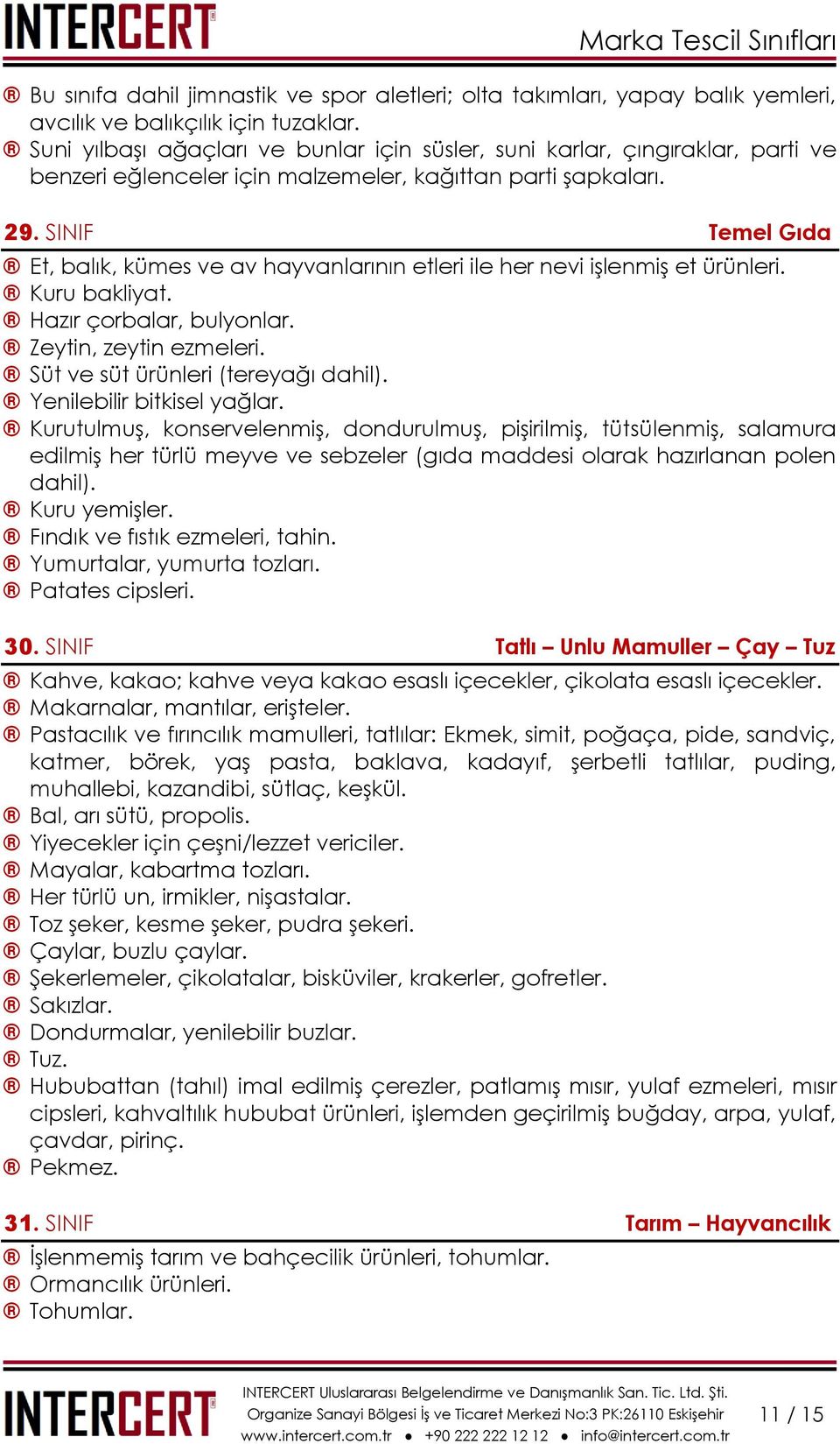 SINIF Temel Gıda Et, balık, kümes ve av hayvanlarının etleri ile her nevi işlenmiş et ürünleri. Kuru bakliyat. Hazır çorbalar, bulyonlar. Zeytin, zeytin ezmeleri. Süt ve süt ürünleri (tereyağı dahil).