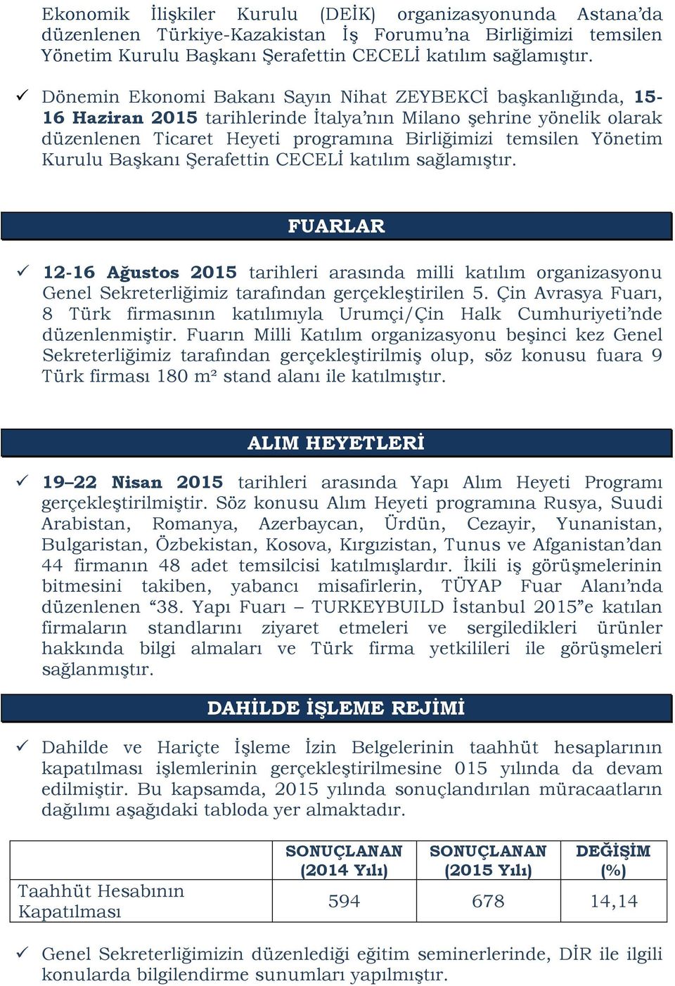 Kurulu Başkanı Şerafettin CECELİ katılım sağlamıştır. FUARLAR 12-16 Ağustos 2015 tarihleri arasında milli katılım organizasyonu Genel Sekreterliğimiz tarafından gerçekleştirilen 5.