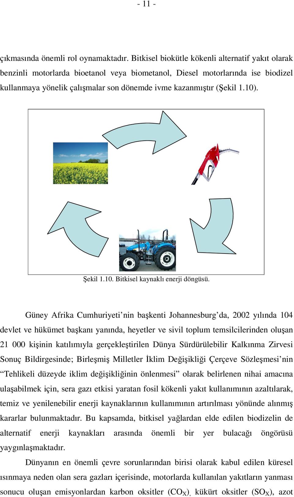 10). Şekil 1.10. Bitkisel kaynaklı enerji döngüsü.