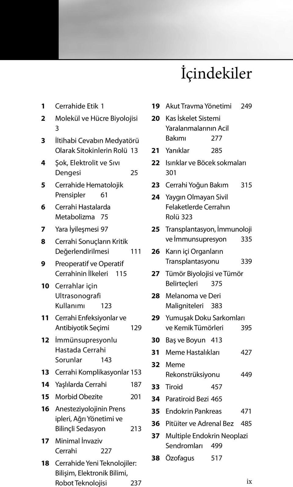 123 11 Cerrahi Enfeksiyonlar ve Antibiyotik Seçimi 129 12 İmmünsupresyonlu Hastada Cerrahi Sorunlar 143 13 Cerrahi Komplikasyonlar 153 14 Yaşlılarda Cerrahi 187 15 Morbid Obezite 201 16
