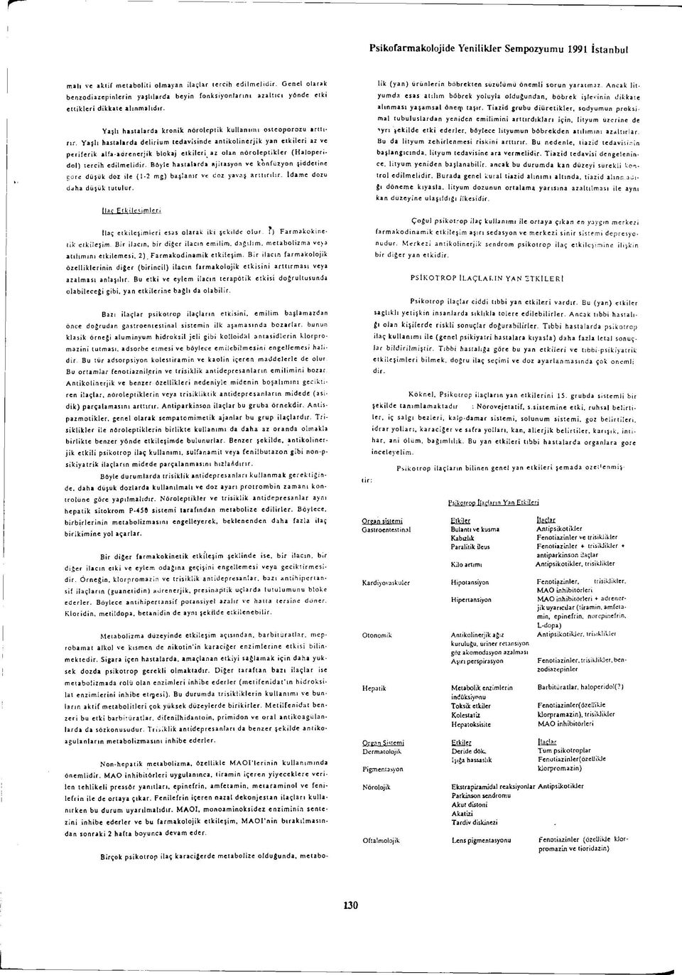 Yaşlı hastalarda delirium tedavisinde antikolinerjik yan etkileri az ve periferik alfa-adrenerjik blokaj etkileri az olan nöroleptikler (Haloperidol) tercih edilmelidir.