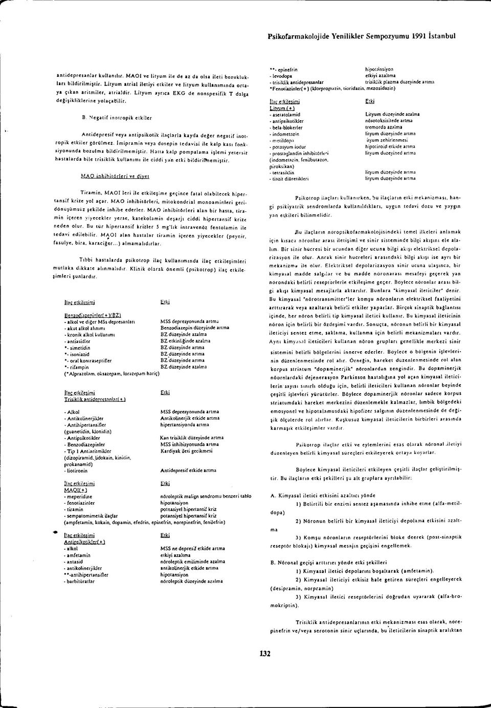 Negatif inotropik etkiler Antidepresif veya antipsikotik ilaçlarla kayda değer negatif inotropik etkiler görülmez, imipramin veya doxepin tedavisi ile kalp kası fonksiyonunda bozulma bildirilmemiştir.