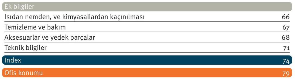 ve bakım 67 Aksesuarlar ve yedek