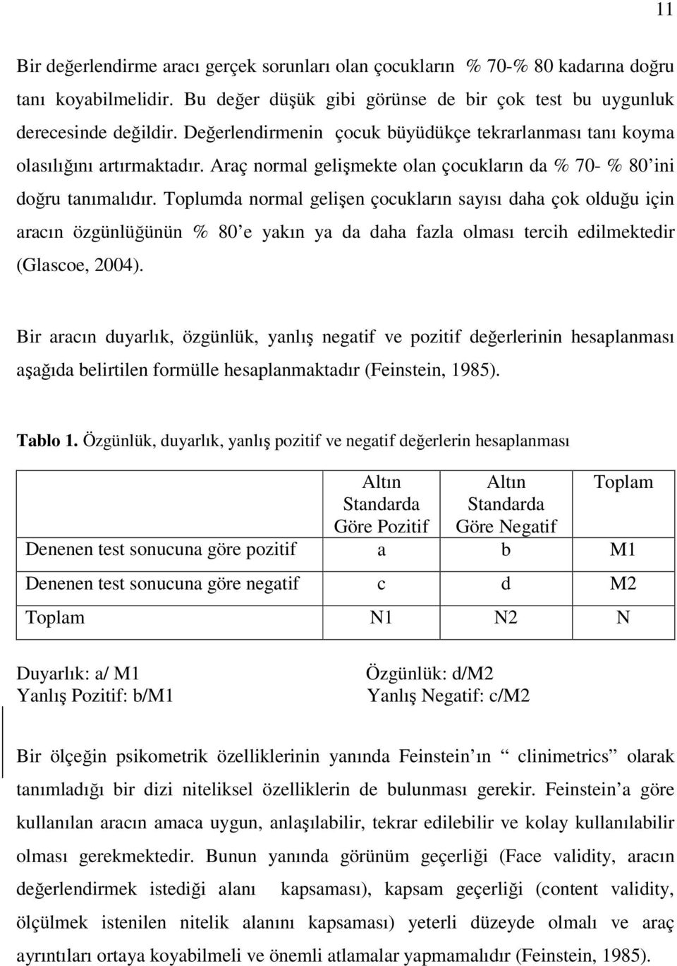 Toplumda normal gelişen çocukların sayısı daha çok olduğu için aracın özgünlüğünün % 80 e yakın ya da daha fazla olması tercih edilmektedir (Glascoe, 2004).