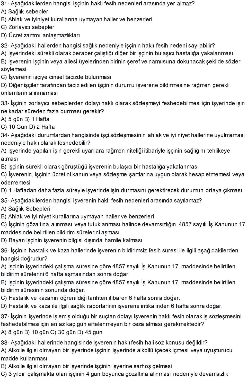 fesih nedeni sayılabilir?