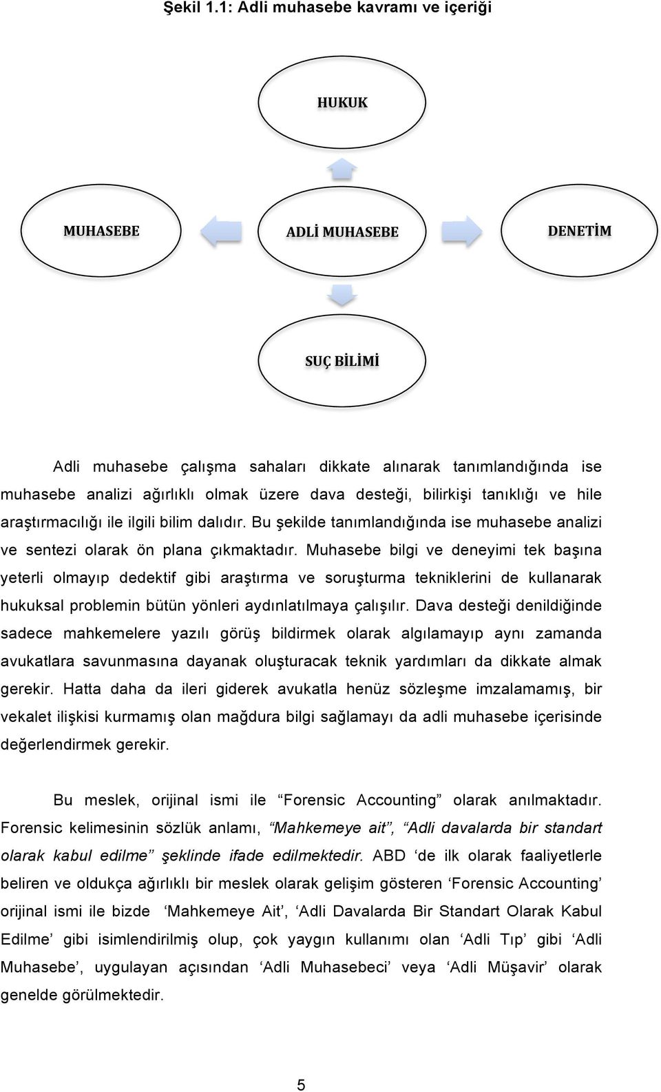 desteği, bilirkişi tanıklığı ve hile araştırmacılığı ile ilgili bilim dalıdır. Bu şekilde tanımlandığında ise muhasebe analizi ve sentezi olarak ön plana çıkmaktadır.