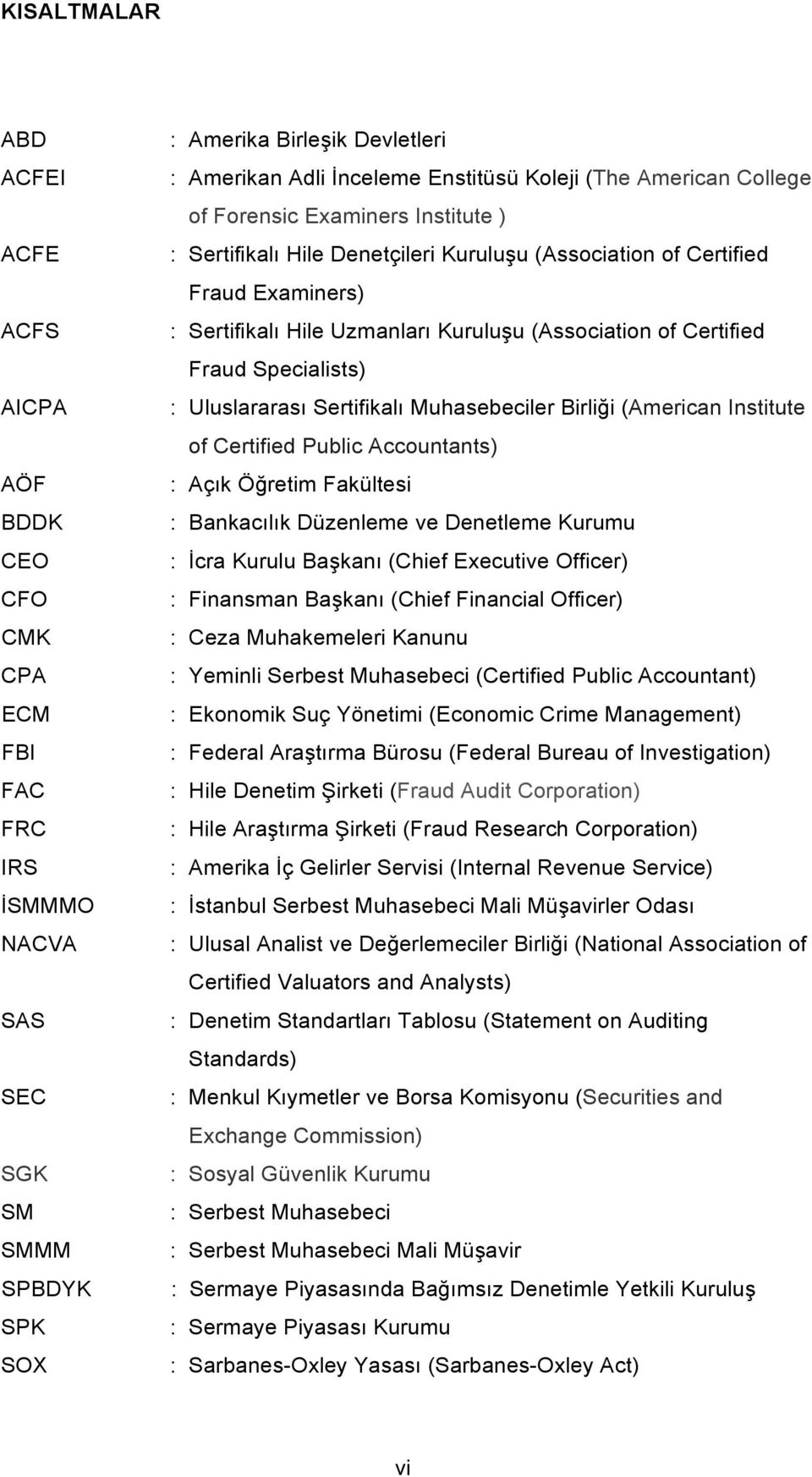 Certified Fraud Specialists) : Uluslararası Sertifikalı Muhasebeciler Birliği (American Institute of Certified Public Accountants) : Açık Öğretim Fakültesi : Bankacılık Düzenleme ve Denetleme Kurumu
