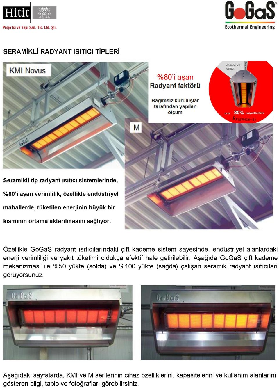 Özellikle GoGaS radyant ısıtıcılarındaki çift kademe sistem sayesinde, endüstriyel alanlardaki enerji verimliliği ve yakıt tüketimi oldukça efektif hale