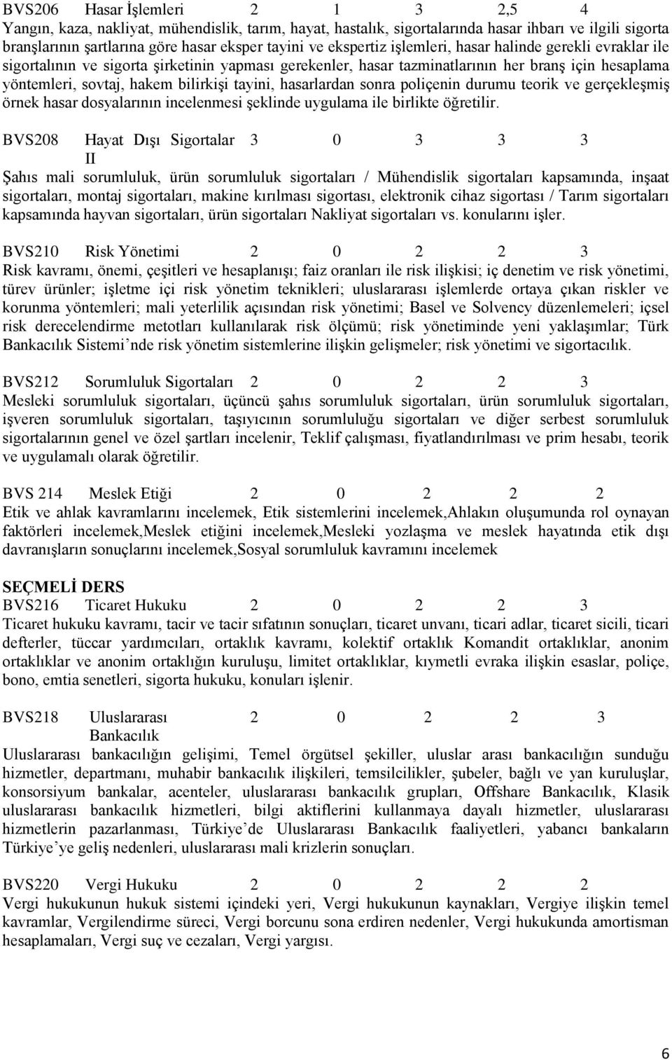 tayini, hasarlardan sonra poliçenin durumu teorik ve gerçekleşmiş örnek hasar dosyalarının incelenmesi şeklinde uygulama ile birlikte öğretilir.