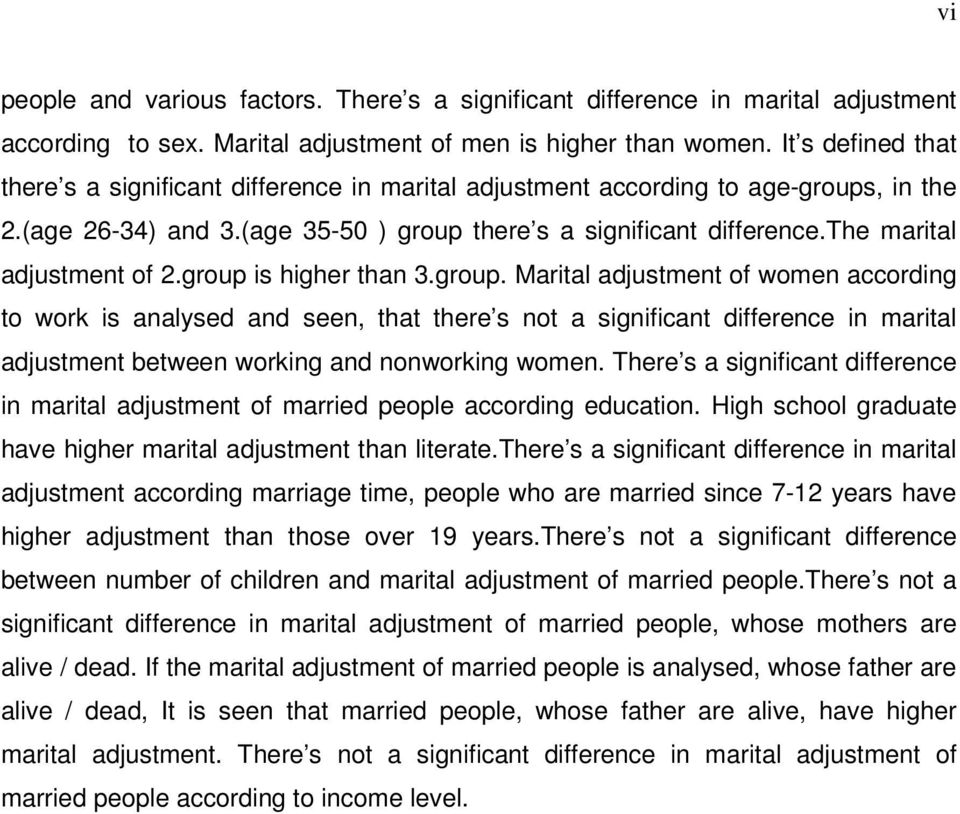 the marital adjustment of 2.group 