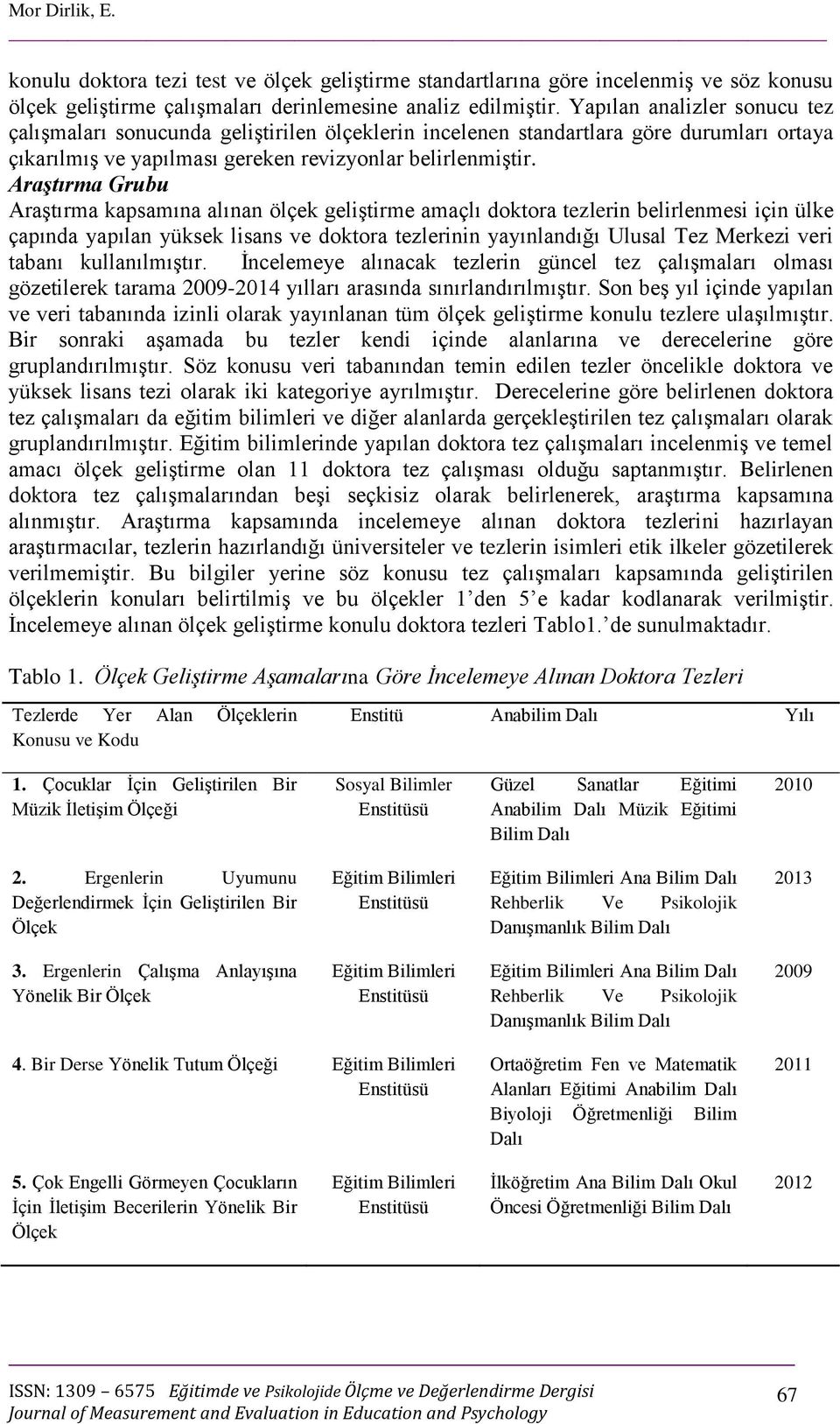 Araştırma Grubu Araştırma kapsamına alınan ölçek geliştirme amaçlı doktora tezlerin belirlenmesi için ülke çapında yapılan yüksek lisans ve doktora tezlerinin yayınlandığı Ulusal Tez Merkezi veri