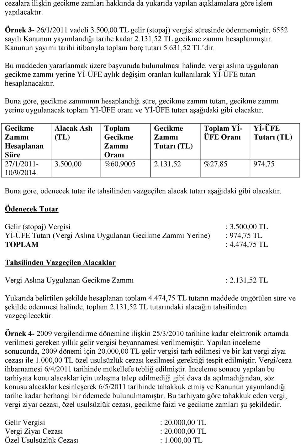 Bu maddeden yararlanmak üzere başvuruda bulunulması halinde, vergi aslına uygulanan gecikme zammı yerine Yİ-ÜFE aylık değişim oranları kullanılarak Yİ-ÜFE tutarı hesaplanacaktır.