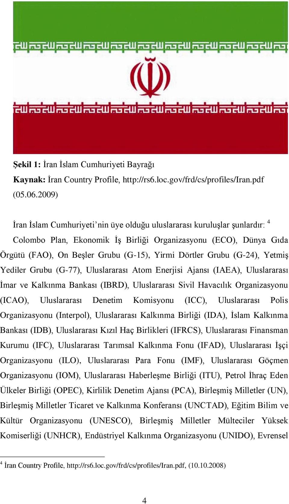 Grubu (G-24), Yetmiş Yediler Grubu (G-77), Uluslararası Atom Enerjisi Ajansı (IAEA), Uluslararası İmar ve Kalkınma Bankası (IBRD), Uluslararası Sivil Havacılık Organizasyonu (ICAO), Uluslararası