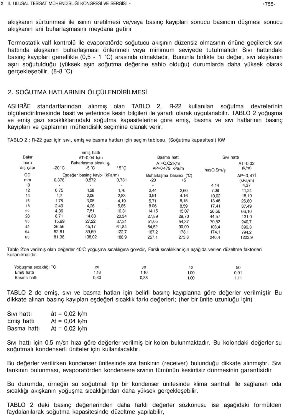 hattındaki basınç kayıpları genellikle (0,5-1 C) arasında olmaktadır, Bununla birlikte bu değer, sıvı akışkanın aşırı soğutulduğu (yüksek aşın soğutma değerine sahip olduğu) durumlarda daha yüksek