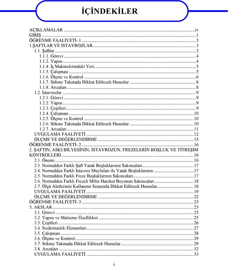 Çalışması... 10 1.2.5. Ölçme ve Kontrol... 10 1.2.6. Sökme Takmada Dikkat Edilecek Hususlar... 10 1.2.7. Arızaları... 11 UYGULAMA FAALİYETİ... 12 ÖLÇME VE DEĞERLENDİRME... 15 ÖĞRENME FAALİYETİ 2.