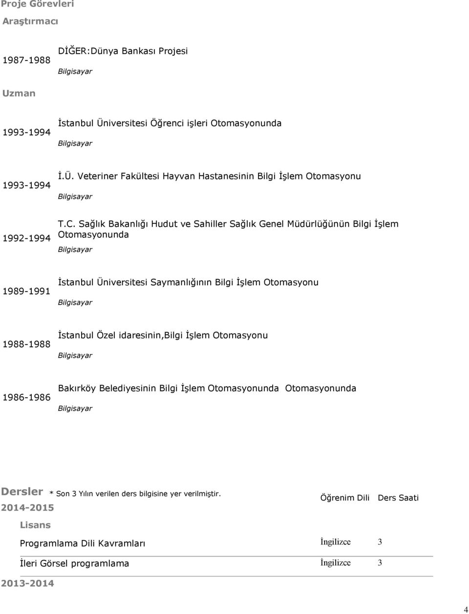 Sağlık Bakanlığı Hudut ve Sahiller Sağlık Genel Müdürlüğünün Bilgi İşlem Otomasyonunda 1989-1991 İstanbul Saymanlığının Bilgi İşlem Otomasyonu 1988-1988 İstanbul Özel