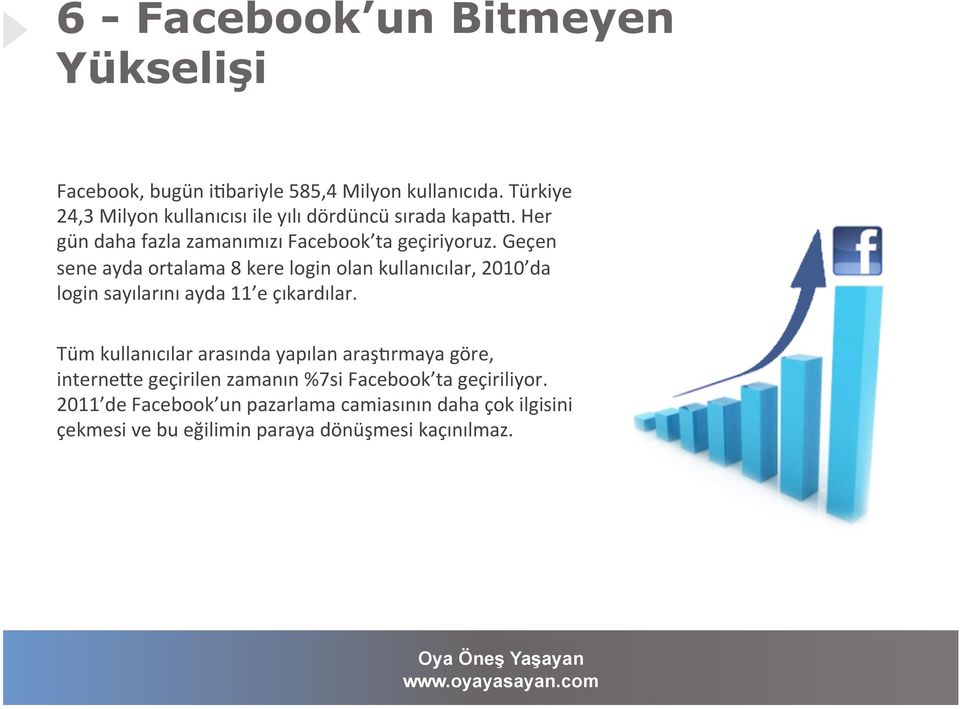 Geçen sene ayda ortalama 8 kere login olan kullanıcılar, 2010 da login sayılarını ayda 11 e çıkardılar.