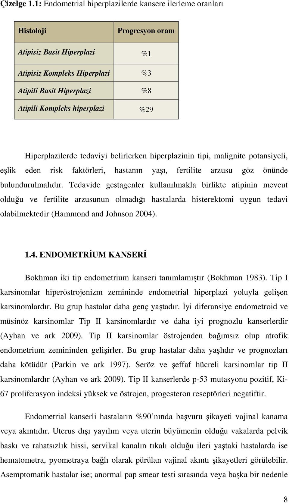 hiperplazi %29 Hiperplazilerde tedaviyi belirlerken hiperplazinin tipi, malignite potansiyeli, elik eden risk faktörleri, hastanın yaı, fertilite arzusu göz önünde bulundurulmalıdır.