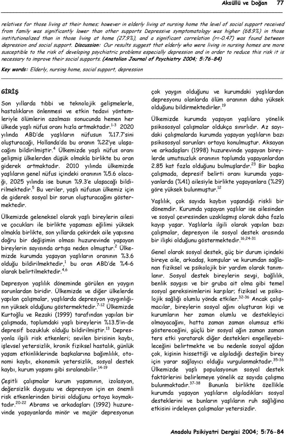 Discussion: Our results suggest that elderly who were living in nursing homes are more susceptible to the risk of developing psychiatric problems especially depression and in order to reduce this