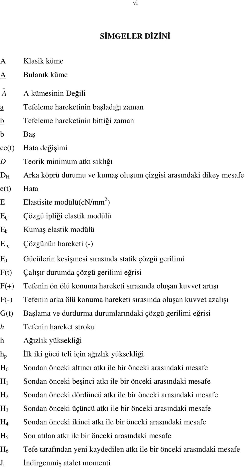 kesi mesi s ras nda statik çözgü gerilimi F(t) Çal r durumda çözgü gerilimi e risi F(+) F(-) G(t) h Tefenin ön ölü konuma hareketi s ras nda olu an kuvvet art Tefenin arka ölü konuma hareketi s ras