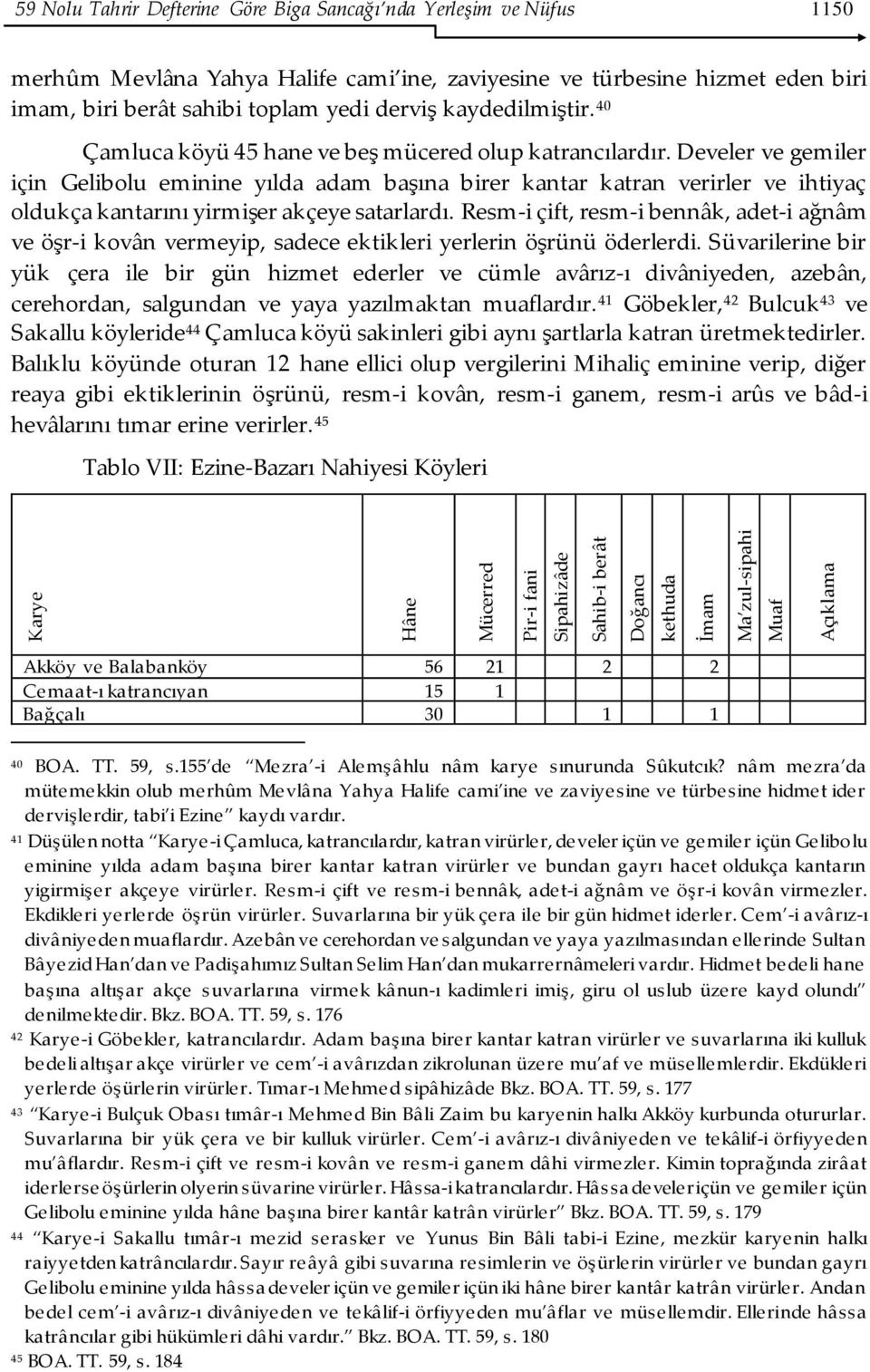 Develer ve gemiler için Gelibolu eminine yılda adam başına birer kantar katran verirler ve ihtiyaç oldukça kantarını yirmişer akçeye satarlardı.