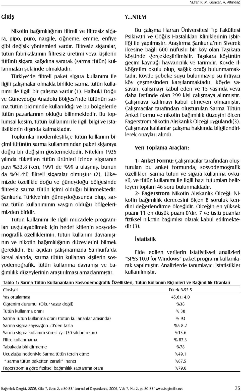 Türkiye de filtreli paket sigara kullanımı ile ilgili çalışmalar olmakla birlikte sarma tütün kullanımı ile ilgili bir çalışma vardır (1).